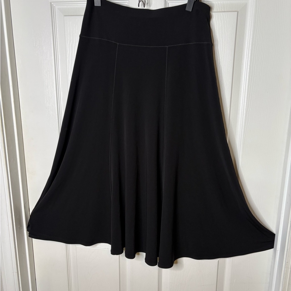 Eva Varro Long 6 Panel Black A-line Drawstring Flare Maxi Dance Skirt Sz M